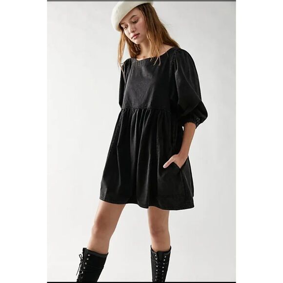 Free People Black Denim Mini Dress – NWT, Size XS - Picture 3 of 5